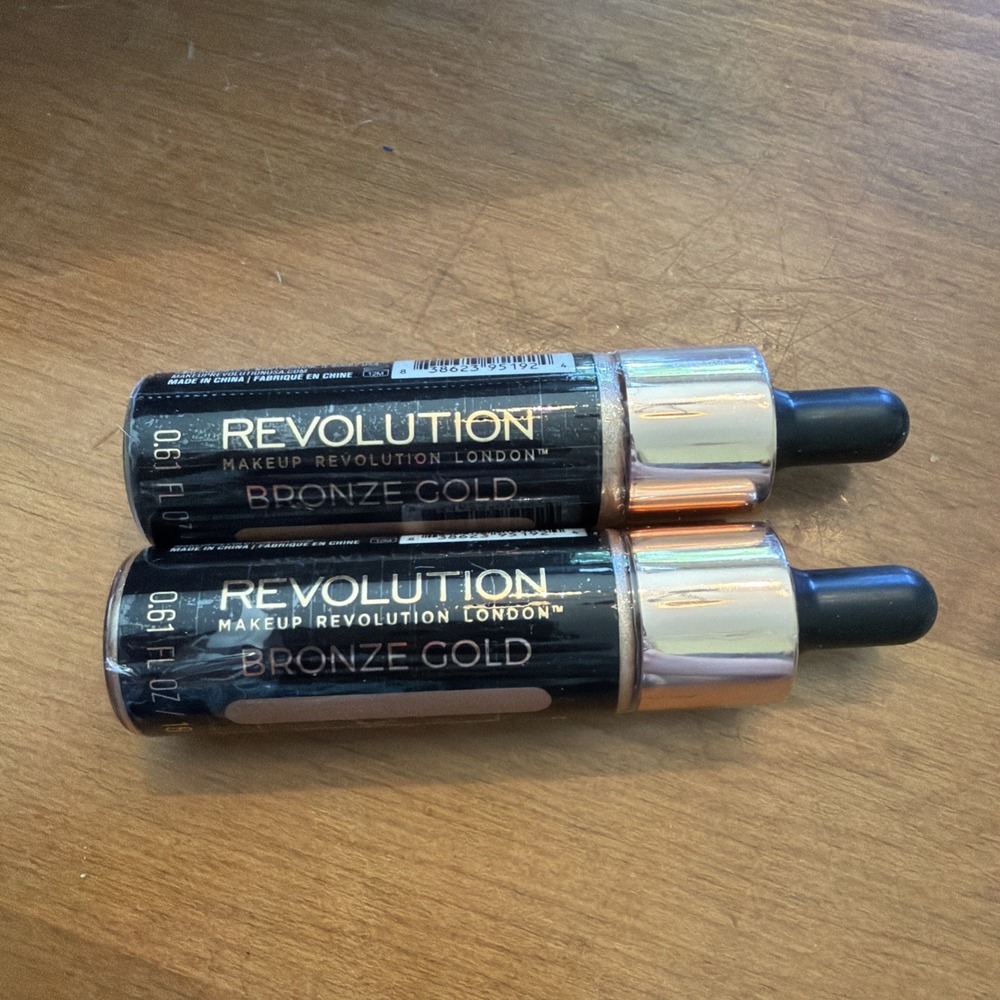 NEW Revolution Liquid Highlighter Bronze Gold 18ml Makeup Glow LOT Of 2